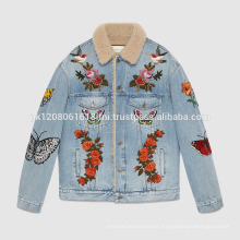 Custom design embroidered blue jeans jacket for wholesale from Pakistan